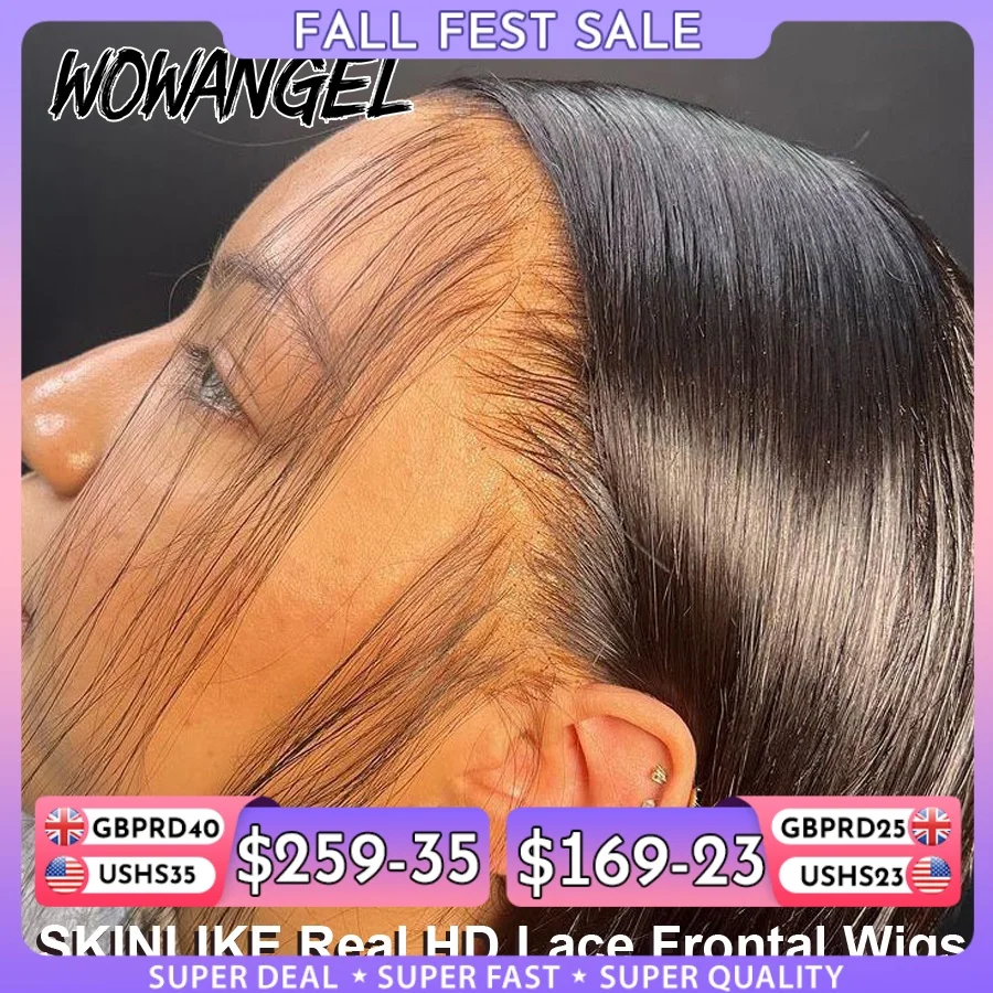 WOW ANGEL HD Lace Frontal Wig 250% 13x6 HD Lace Front Wig Straight Hair Invisible HD Lace Melt Skin HD Lace Front Human Hair Wig — фото продавца