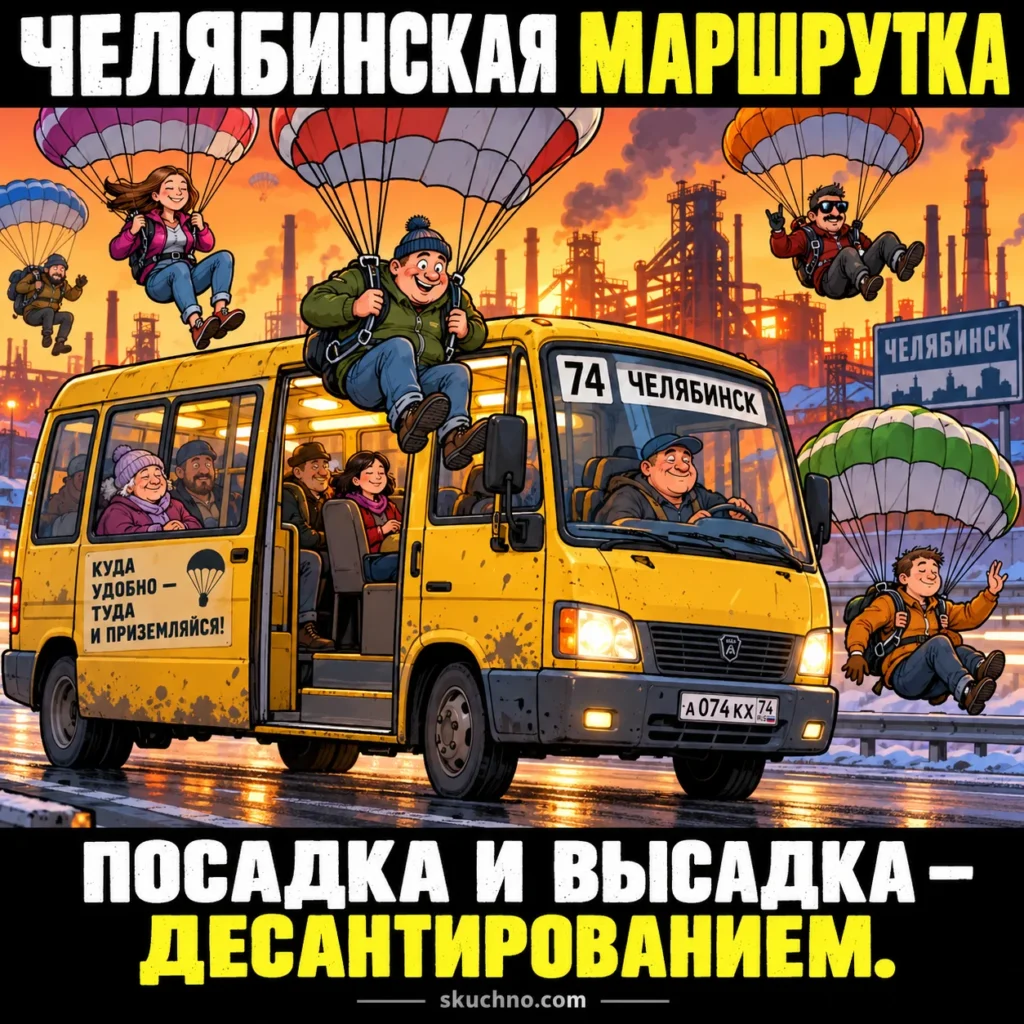 Челябинские маршрутки настолько суровы, что не тормозят: посадка и высадка происходят десантированием на ходу.